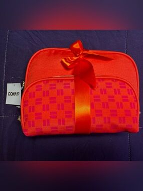Conair Red & Pink 2pc Travel Cosmetic Bag NWT